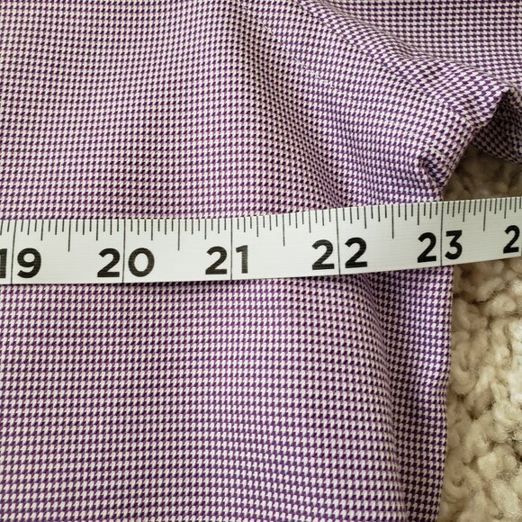 Eton Mens Button Up Dress Shirt Lavender White Check Long Sleeve Size 17 Twill - Picture 11 of 15